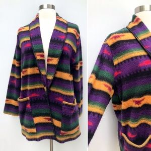 Vintage 90’s southwestern fleece blazer blanket coat jacket